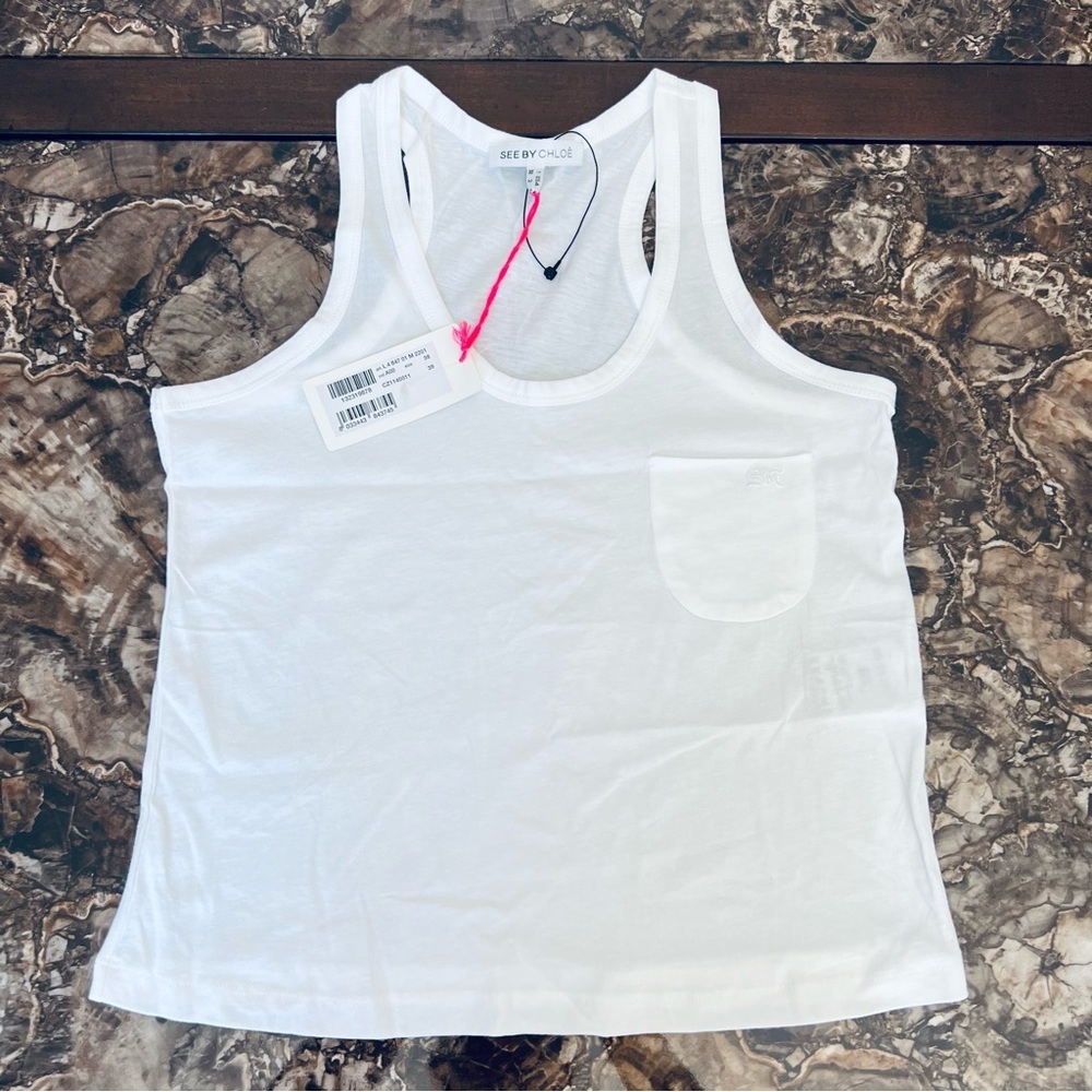 See by Chloe White Sleeveless/Tank Shirt Top size 38 USA 2 Small